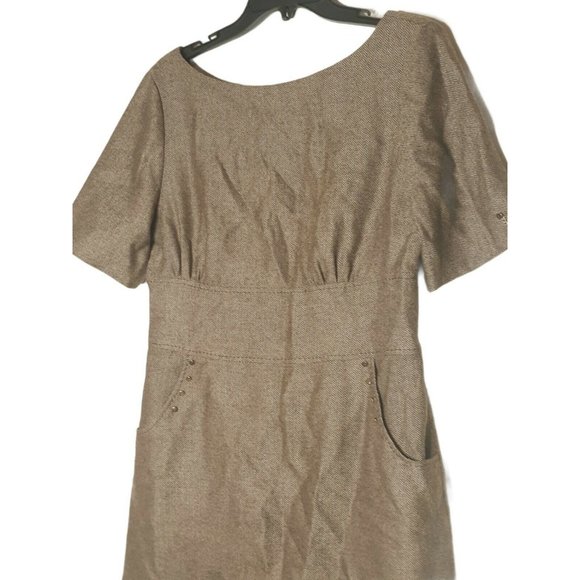 Antonio Melani Brown Academia Herringbone Wool Blend Dress 8 - Picture 7 of 11